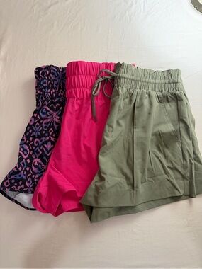 Women’s High-Waist Drawstring Shorts — Pink & Olive